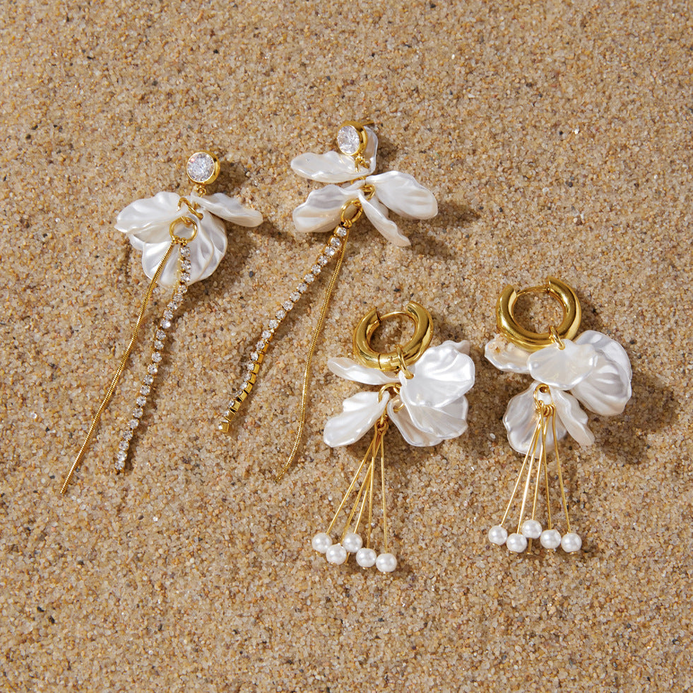 Pearl Bow Drop Earrings
