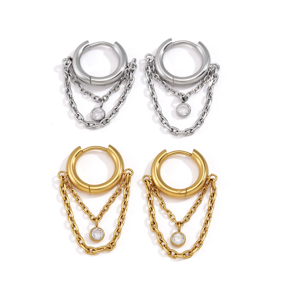 Huggie and Chains Earrings