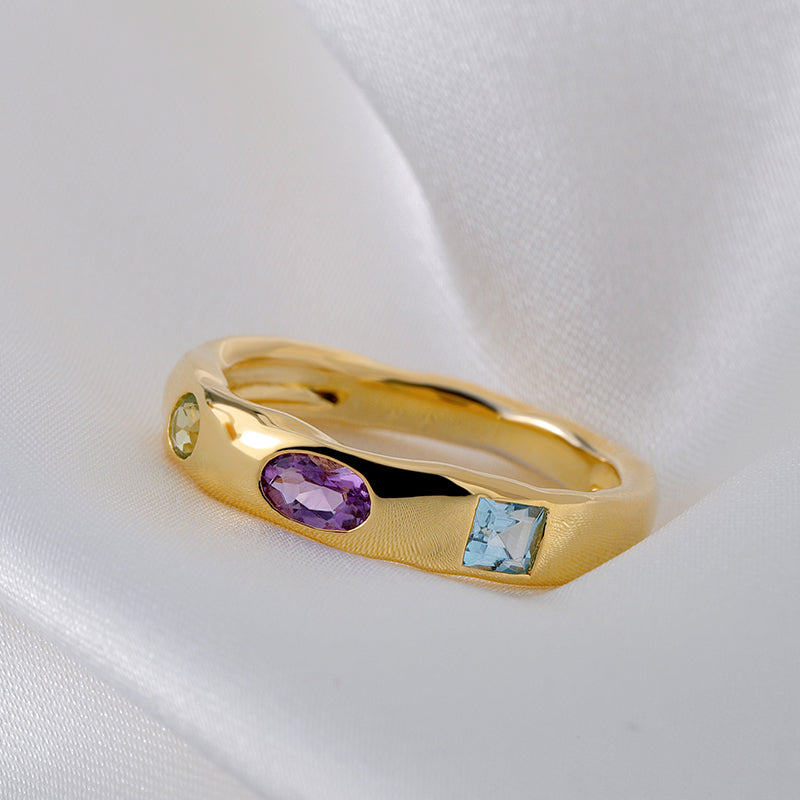 Mosaic Gypsy Gemstone Ring