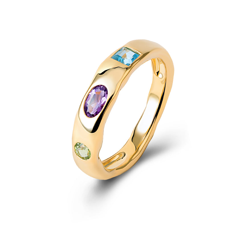 Mosaic Gypsy Gemstone Ring