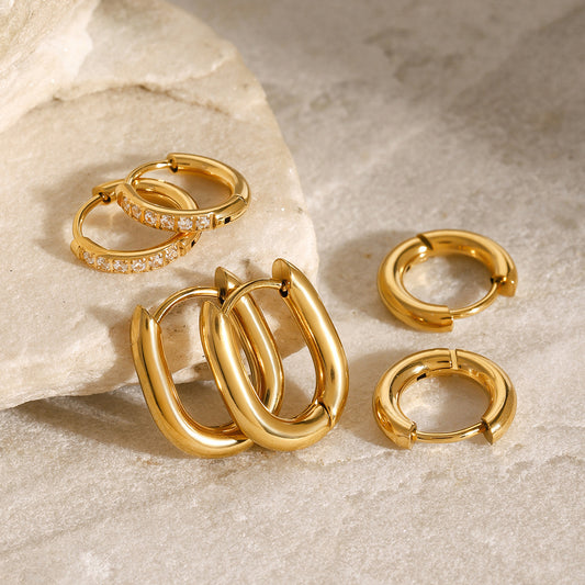 Bold Oval Hoop Earrings Set