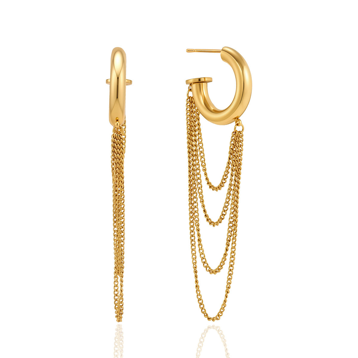 Layered Chain Huggie Earrings