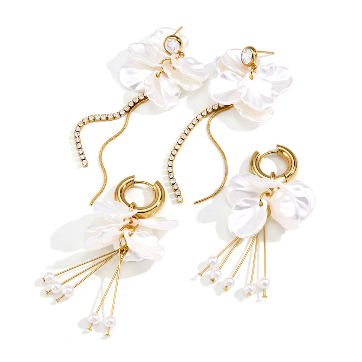 Pearl Bow Drop Earrings