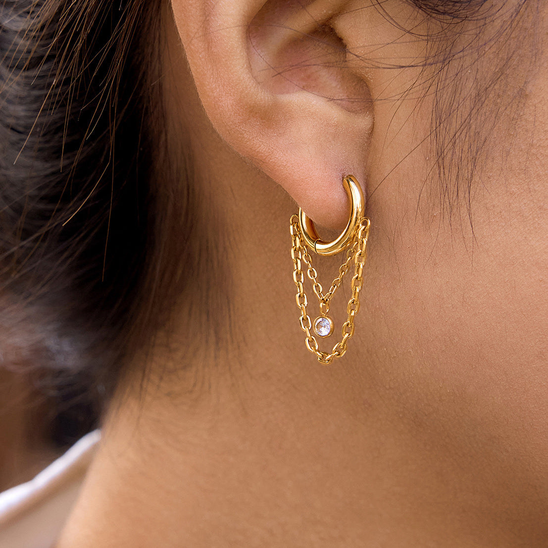 Huggie and Chains Earrings