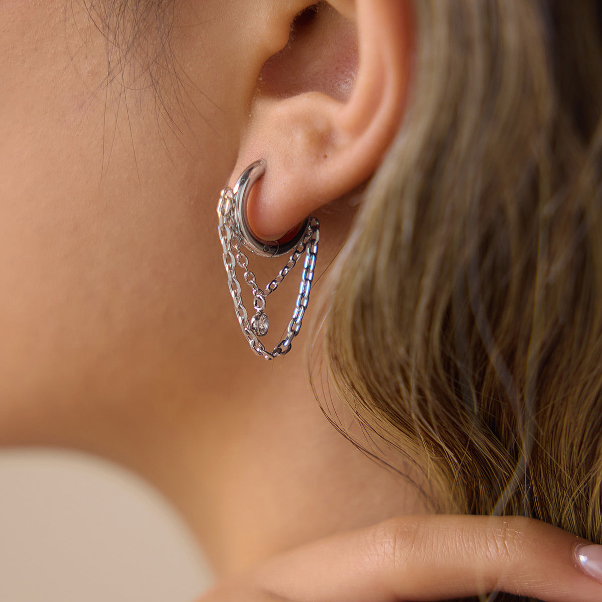 Huggie and Chains Earrings