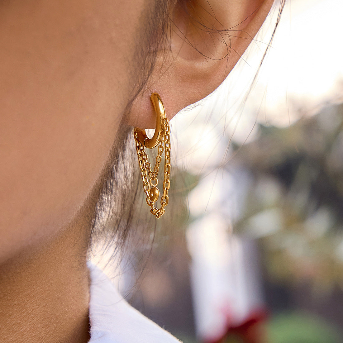 Huggie and Chains Earrings
