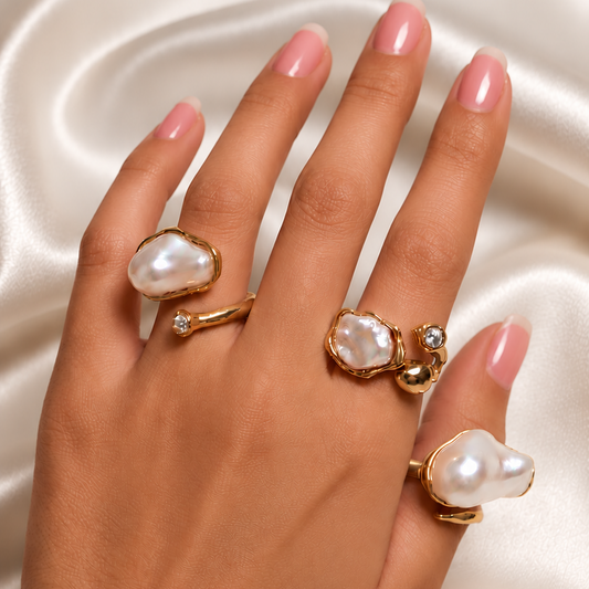 Modern Baroque Pearl Rings