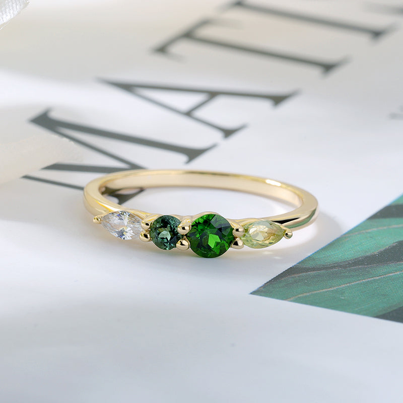 Colorful Peridot Marquise Ring