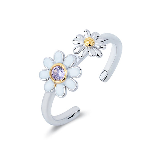 Daisy Bloom Amethyst Open Ring