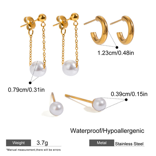 Delicate Pearl Drop Hoop Earrings