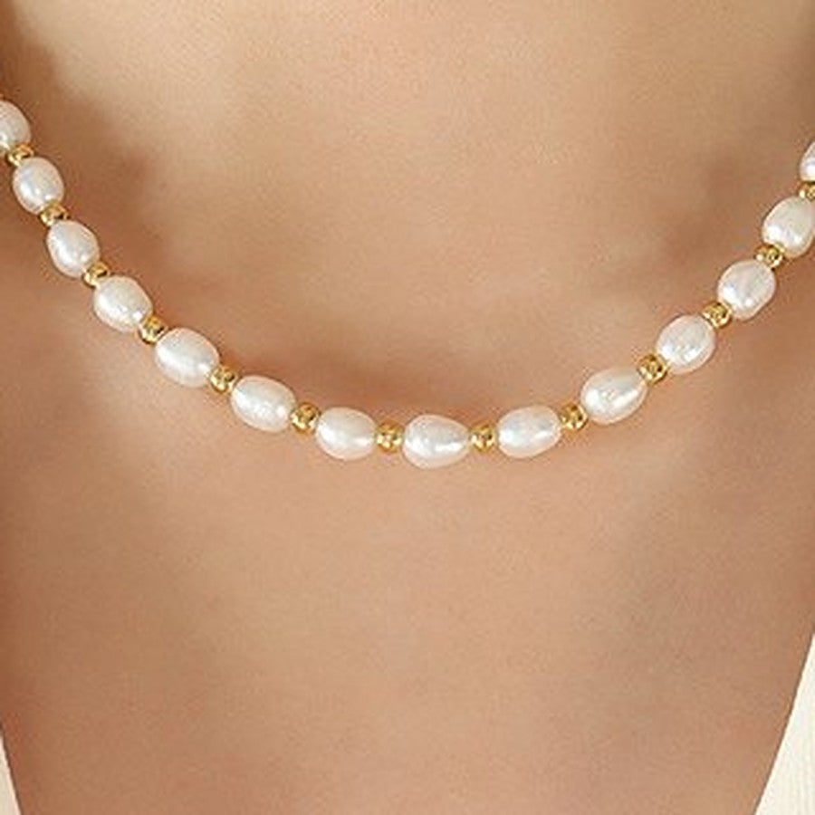Close-up of the freshwater pearls on the Luli pearl choker